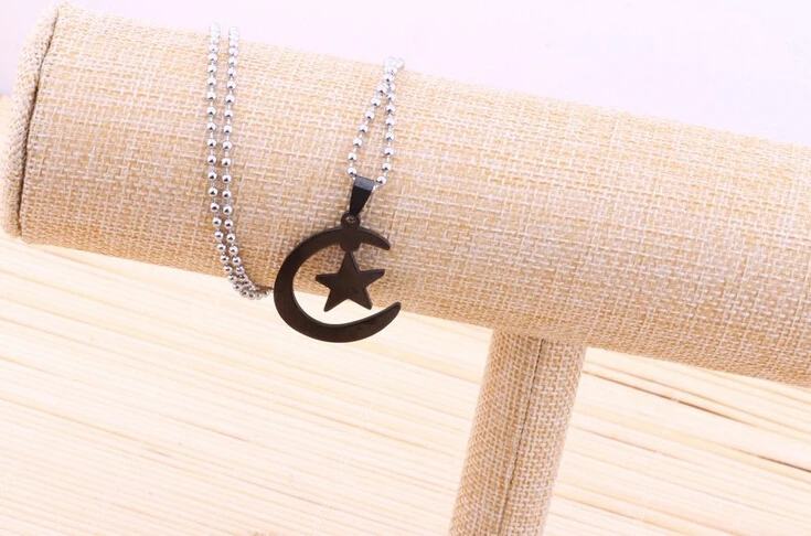 Исламский Аллах нержавеющая сталь Исламская Полумесяца луна и звезды кулон