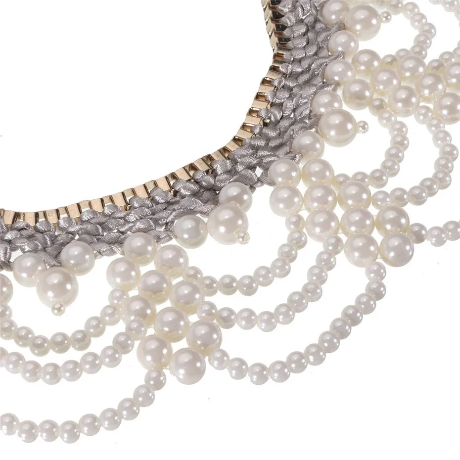 

Braided Chain Statement Choker Resin White Pearls 2019 Collar Beads Chunky Necklaces Women Charm Necklace Colar collares kolye