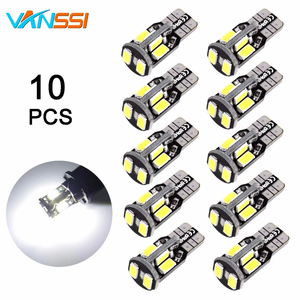 10 шт. 194 168 2825 W5W Светодиодная лампа 10SMD 5730 суперъяркая 6000K белая 1 год
