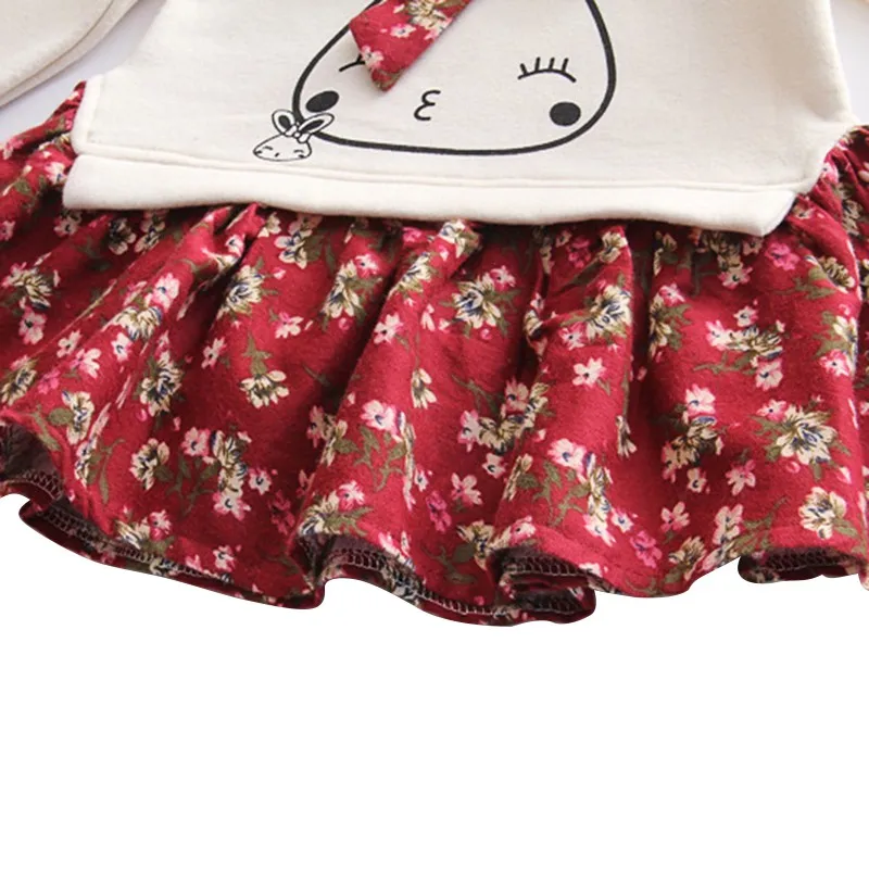 

Autumn Fashion Girls Floral Dress Children Long-sleeved Casual Stitching Dress Baby Outfits For 2-7 Year