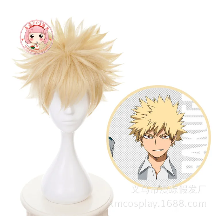 

Cosplay Costume Wig Short Linen Blonde Heat Resistant 2019 New Anime My Hero Academia Baku No Hero Bakugou Katsuki Bakugo