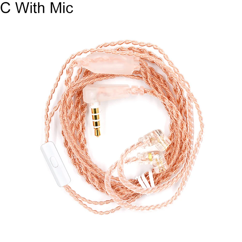 With Mic C KZ 0,75 мм позолоченный B/C контактный кабель для наушников для KZ-ZST/ES4 KZ-ZSN с микрофоном Сменный кабель для KZ бескислородный медный кабель - Цвет: With Mic C