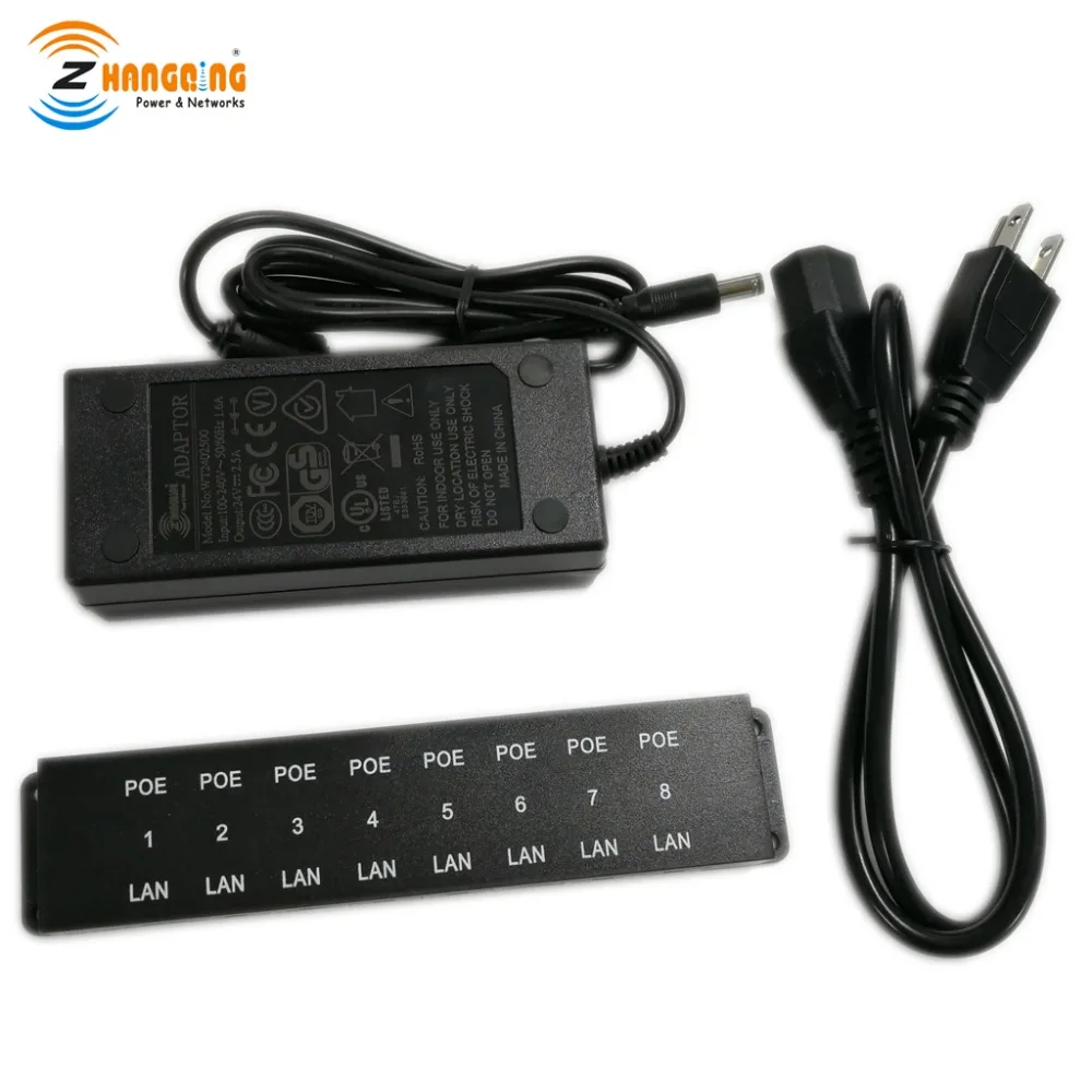 Midspan 24V60W блок питания с 8 портами пассивный инжектор по Ethernet для hikvison ip камер