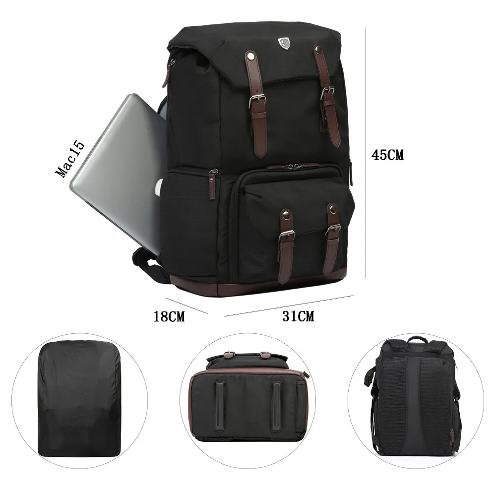 BAGSMART холщовая и кожаная Ретро сумка для камеры NATIONAL GEOGRAPHIC NG5070 рюкзак Черный