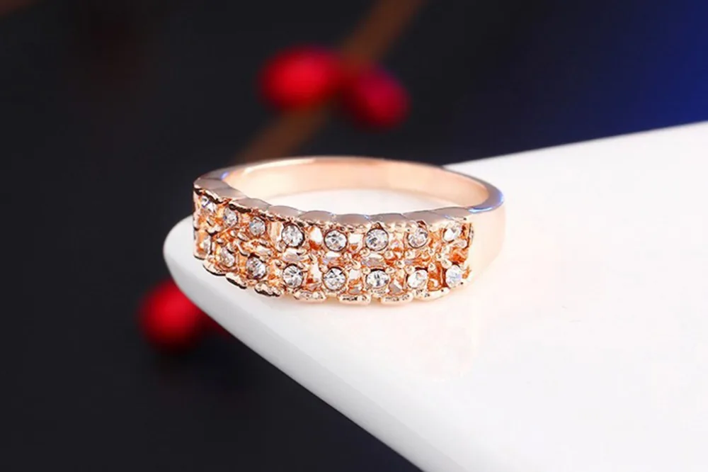 Романтический Свадебный Подарок Сияющий Ясно Любовь Кристалл Круглые Кольца