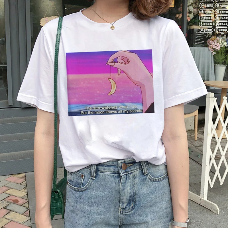 Kawaii Сейлор Мун футболка Женская Harajuku Ullzang мультяшная футболка 90s Милая футболка с принтом гранж корейский стиль футболки женские