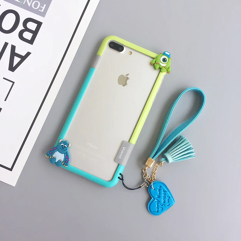 Для iphone XR милый Ститч бампер мягкая Противоударная Рамка для iphone 8plus X XS max 7 7plus 6 6S 6Sp Монстры Дейзи чехол+ ремень