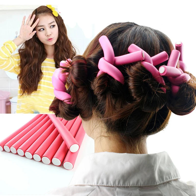 10 шт. Бигуди и плойки Магия Волос Curl пена для завивки волос спирали flexi стержни
