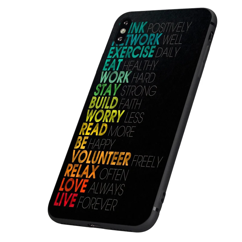black tpu case for iphone 5 5s se 6 6s 7 8 plus x 10 case silicone cover for iphone xr xs max inspirational motivational quotes free global shipping
