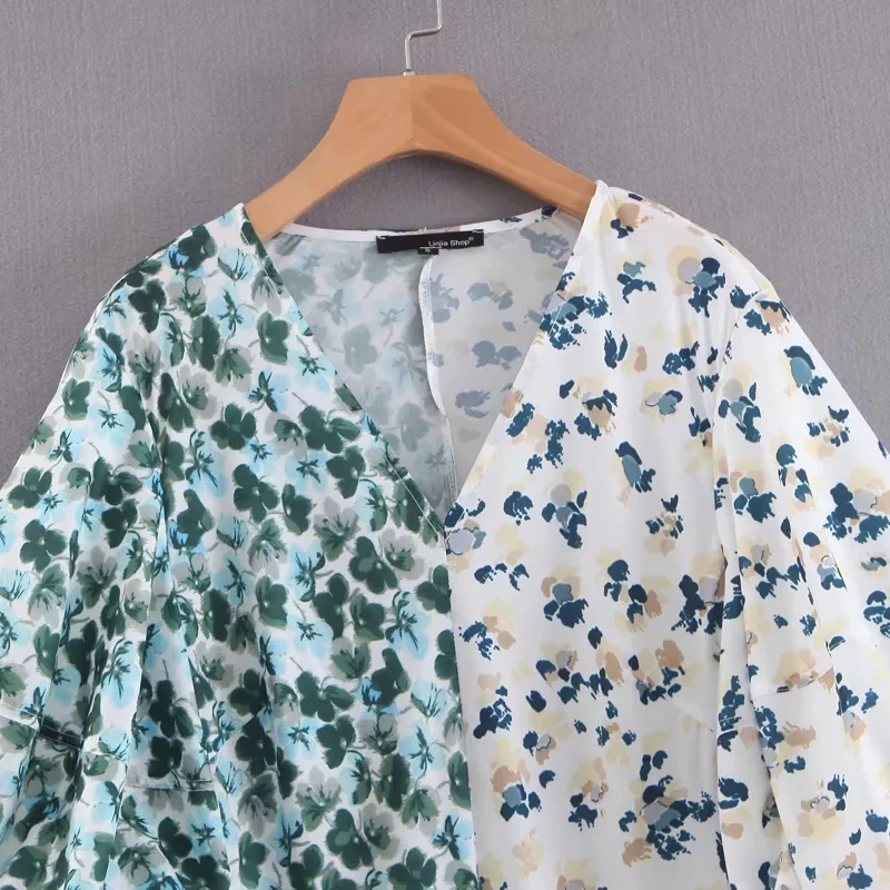 Винтажное платье с коротким рукавом и цветочным принтом женское летнее