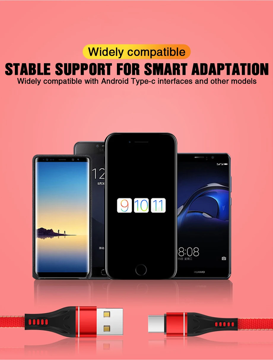 Micro USB кабель 1 м Быстрая зарядка 3,0 кабель для передачи данных usb type-C кабель USB для samsung huawei Xiaomi линия зарядного устройства для мобильных телефонов