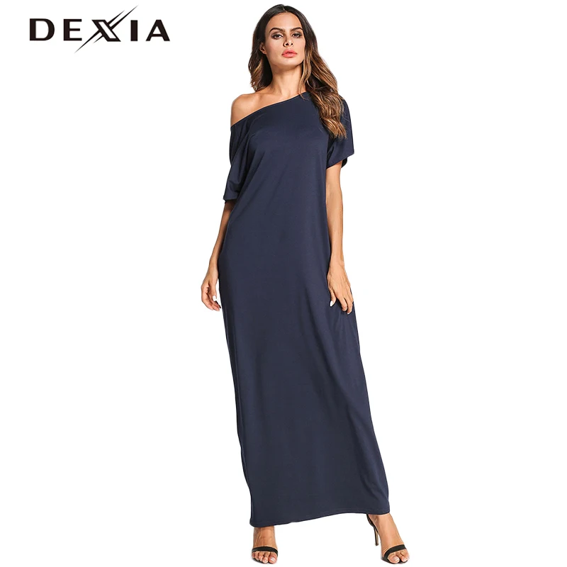 Dexia Summer Bow Robe Dress Patchwork Casual Female Short Sleeve One Shoulder Sexy Dresses Women Vadim 7078 | Женская одежда