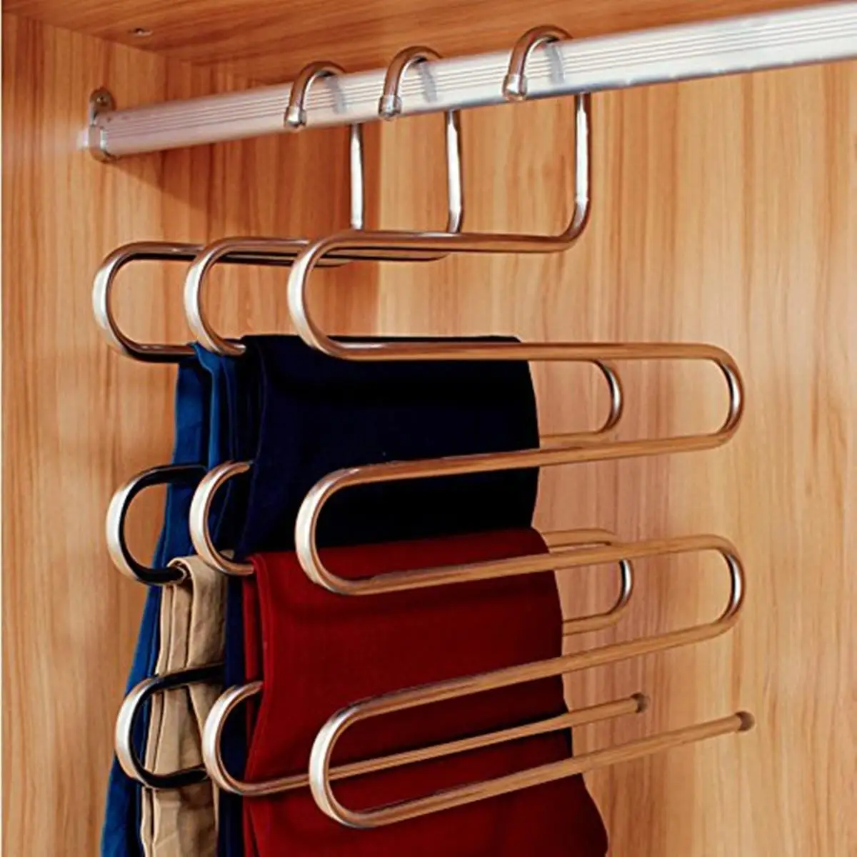 Pants Hanger Fashion Layers Trousers Organizer Hanging Clothes Rack Household Supplies storage shelf | Дом и сад