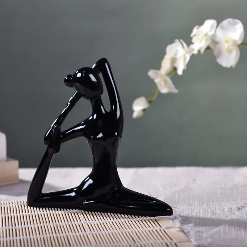 H-Black Абстрактное искусство, статуэтка из смолы для йоги, фарфоровая черно-белая 12 видов стилей, статуэтка для йоги, статуэтка для студии йоги, украшение для домашнего декора - Цвет: H-Black
