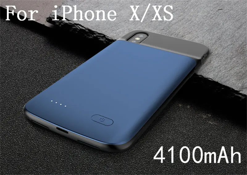 Для iPhone 6 6s 7 8 Plus чехол для зарядного устройства для iPhone X XS Max XR тонкий силиконовый резервный блок питания зарядное устройство задняя крышка аудио - Цвет: iX-Blue