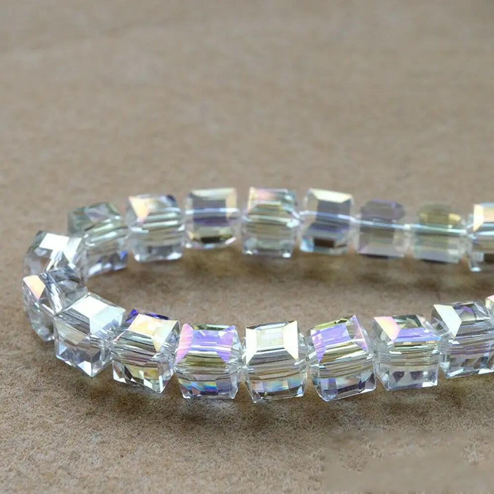 

20/50/100Pcs Transparent Glass Crystal Square Loose Spacer Beads DIY Making Jewelry Accessories Supplies 4mm 6mm 8mm
