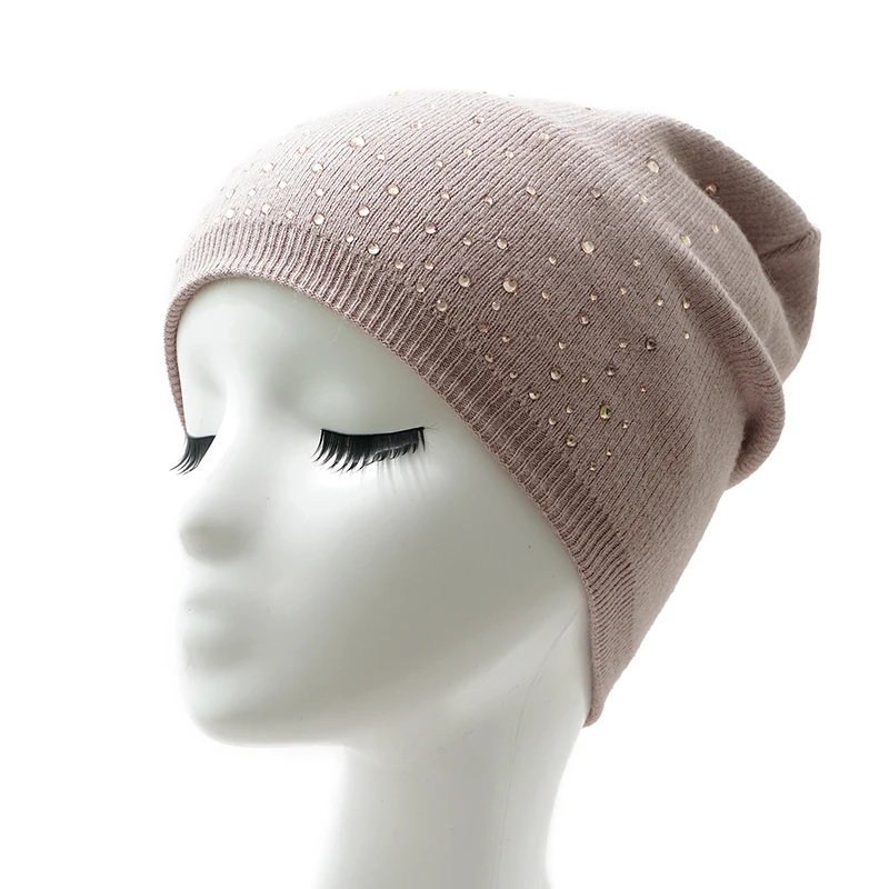 Сука DIAMOND шапочки шапка осень и зима вязаная шерсть кролика Кепки Для женщин со