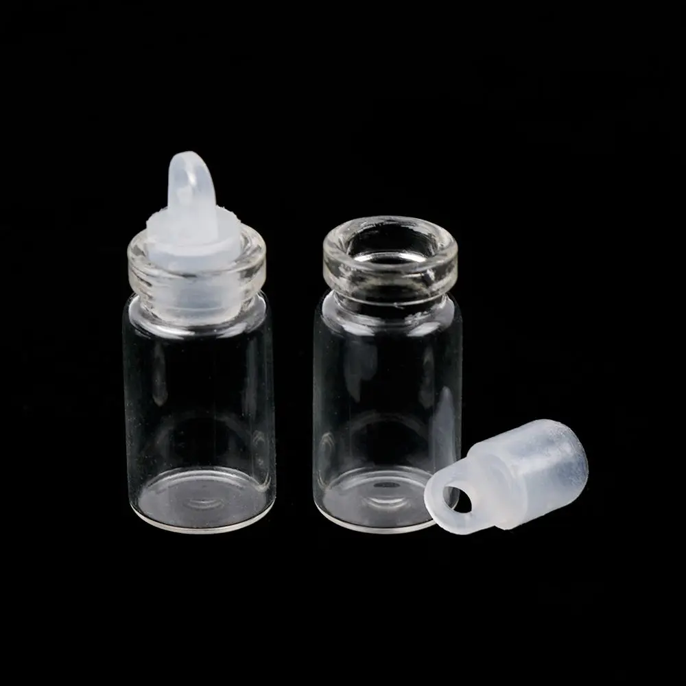 

1ML Clear Glass Wishing Bottle Drifting Bottles Vials With Plastic Cap 10 pcs Mini Glass Bottle Fashion New Hot Refillable Boxs