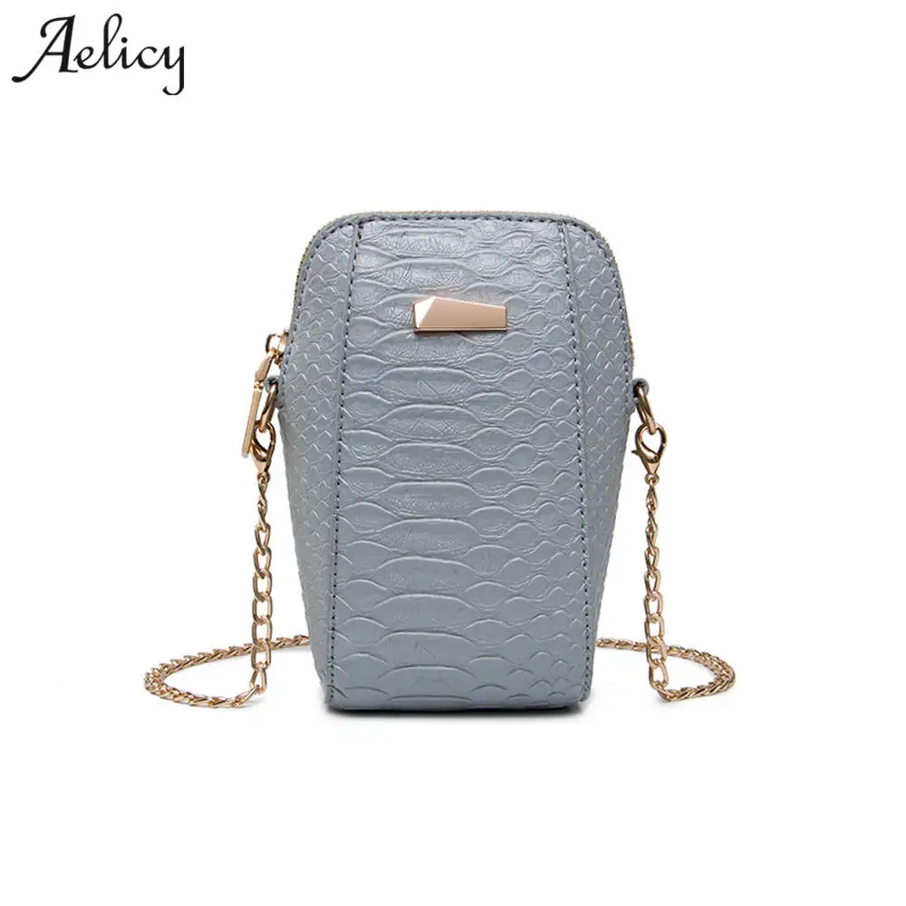 Сумка Aelicy женская из экокожи аллигатора саквояж на плечо с цепочкой через