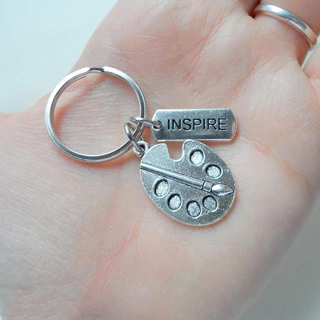 Yamily Inspire key chain silver tone Palette drawing board charm pendant keyring Creative Jewelry For Kids Collares | Украшения и