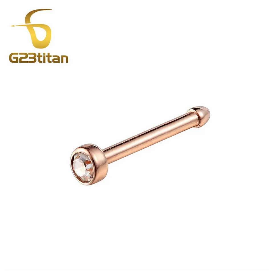 G23titan кольца для носа Nariz серьги ноздри пирсинг CZ Циркон Пронзительный нос винт изогнутый зубец Нос Кольца шпильки ювелирные изделия для тела