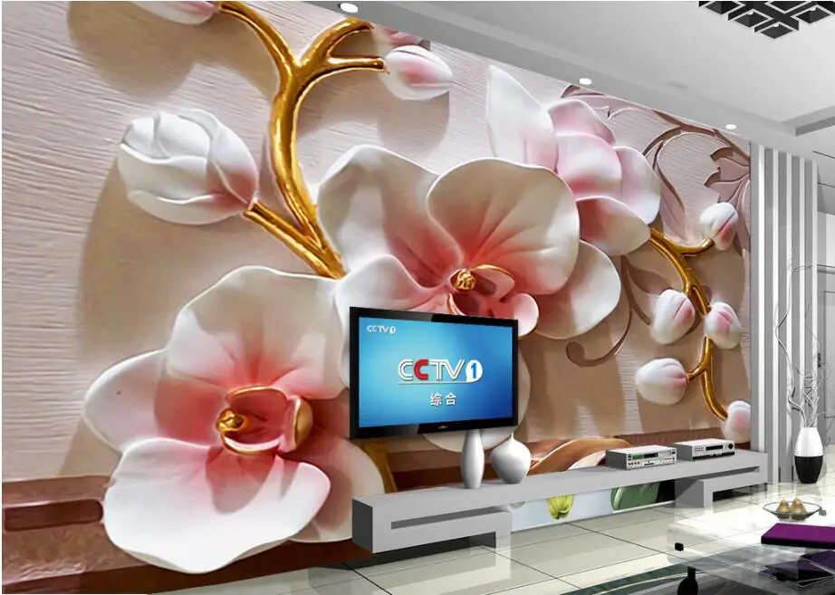 Beibehang 3d обои фрески на заказ гостиная спальня домашний Декор 3D бабочка Орхидея рельеф Цветочная декоративная живопись фрески