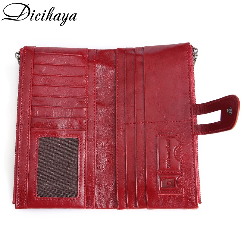 DICIHAYA, Женский кошелек из натуральной кожи, красный, Rfid, кошелек для монет, длинный, Walet Portomonee, портфель, сумка для денег, Женский держатель для карт
