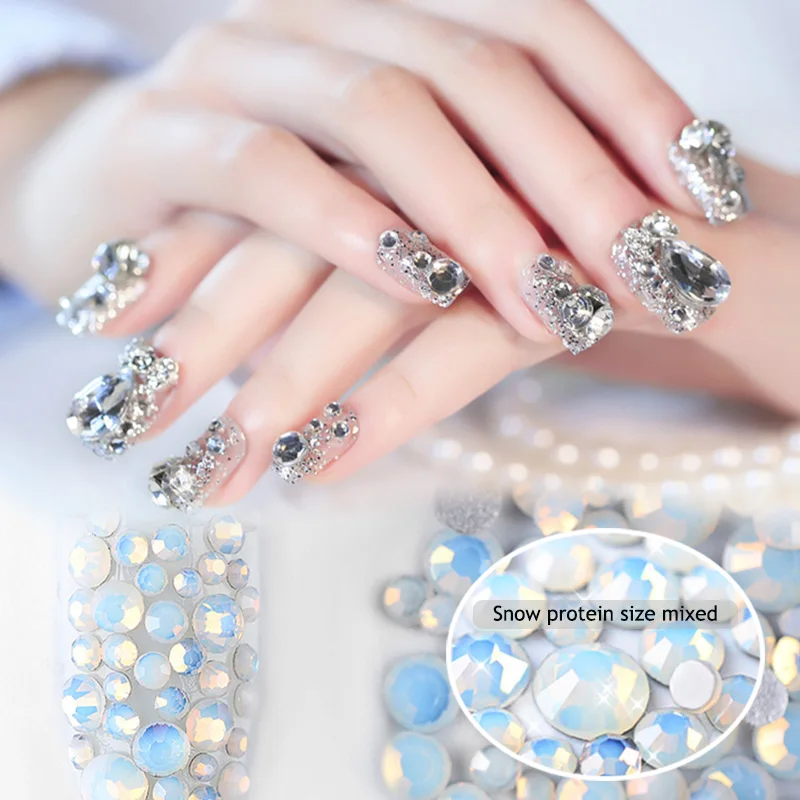 800 шт. смешанные размеры кристаллы для ногтей прозрачный AB без горячей фиксации