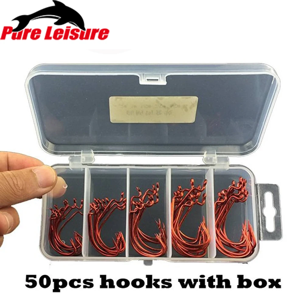 PureLeisure 50 шт./компл. коробка для морской рыбалки Mustad офсетный крючок 2 #1 #1/0 #2/0 #3/0 #