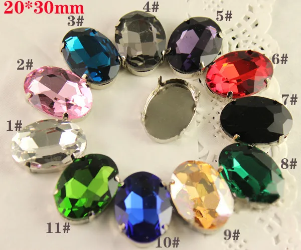 Бесплатная доставка-22 шт./лот 20*30 мм овальные стеклянные кристаллы для пришивания