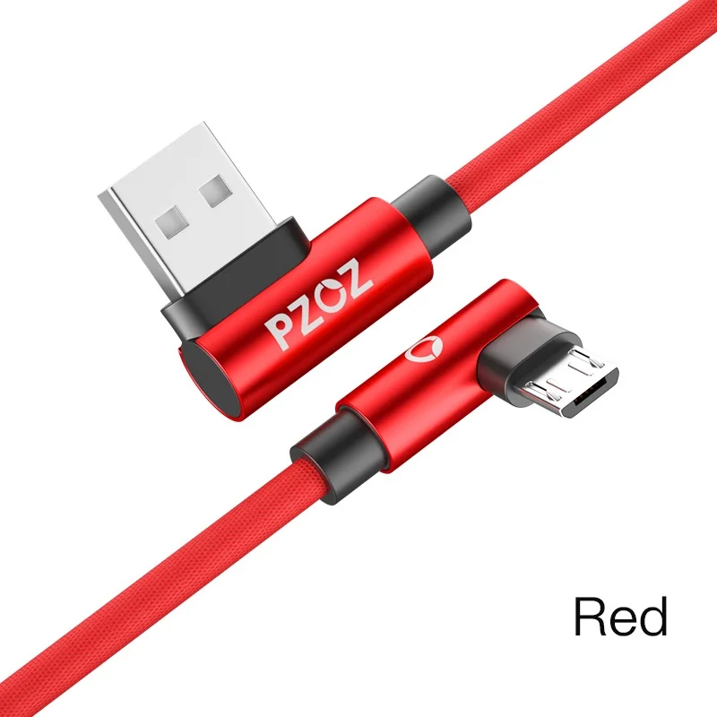 PZOZ кабель Micro usb быстрое зарядное устройство Micro Usb зарядка данных 90 градусов шнур для мобильного телефона кабель для Xiaomi Redmi Note 5 Pro 4 - Цвет: Red