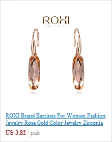 Серьги-гвоздики ROXI для женщин, модное ювелирное изделие, женские серьги с синими кристаллами, серьги цвета розового золота, серьги mujer moda, серьги-гвоздики