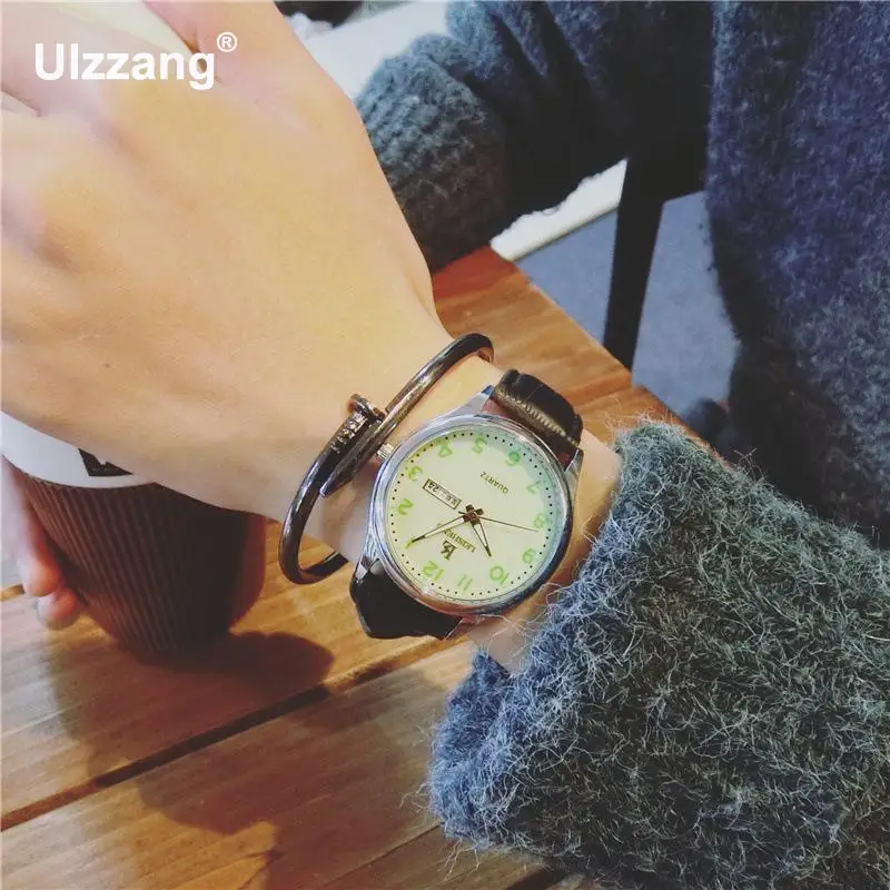 Черные модные 100% новое поступление кожаные Волшебные кварцевые наручные часы