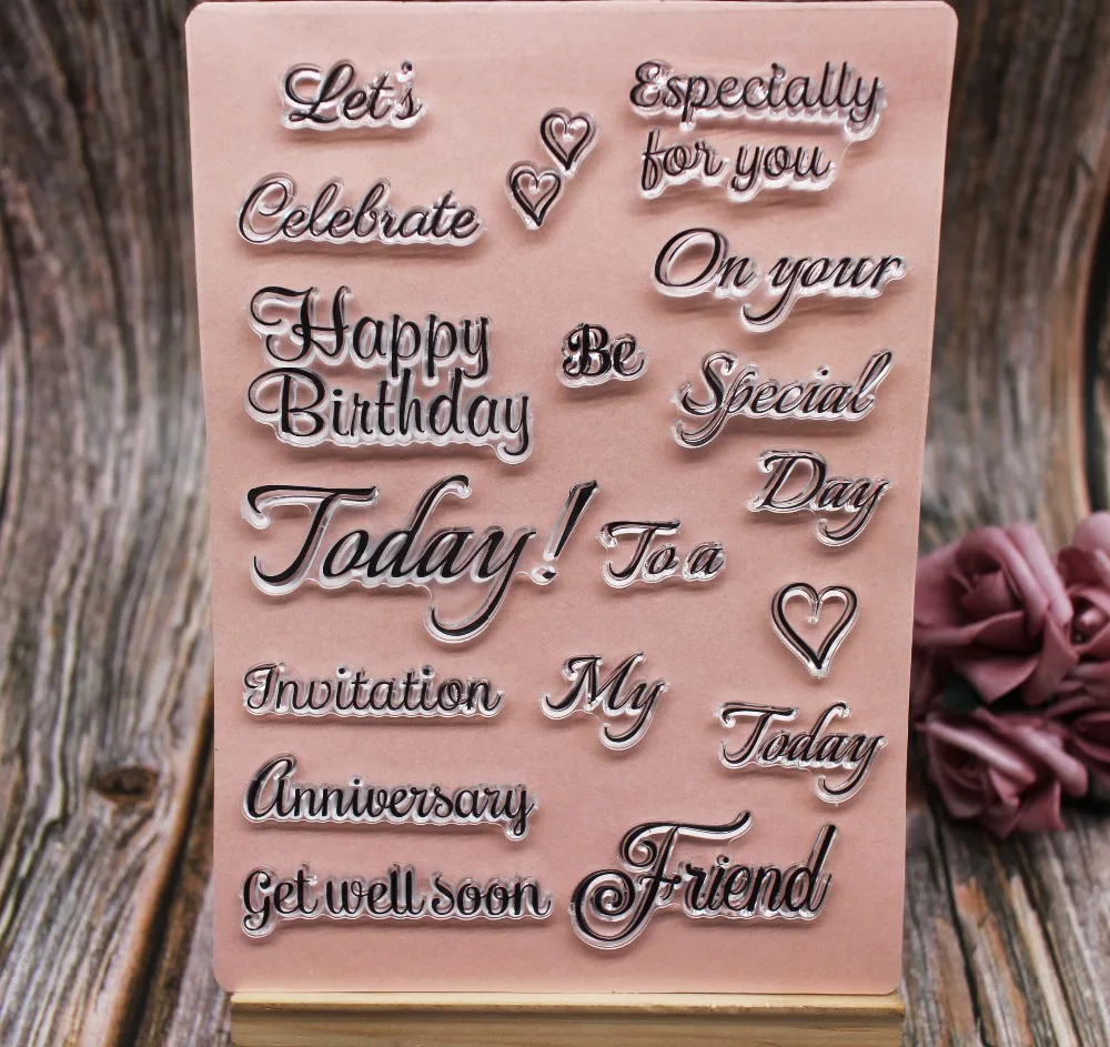 Юбилей/Привет/Любовь чистые штампы буквы для скрапбукинга бумаги ремесло карты