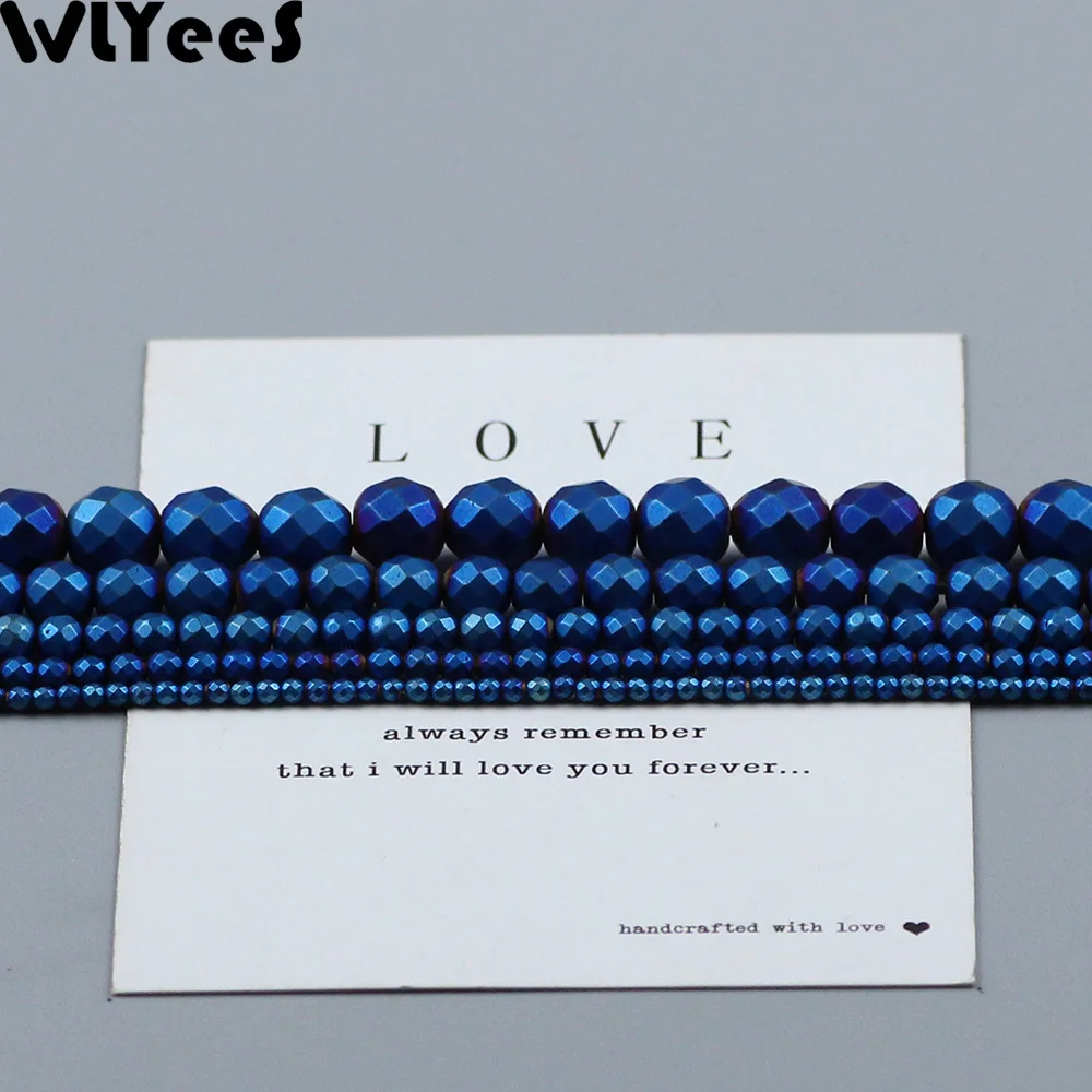 WLYeeS граненые круглые бусины из гематита с полированным покрытием матовый