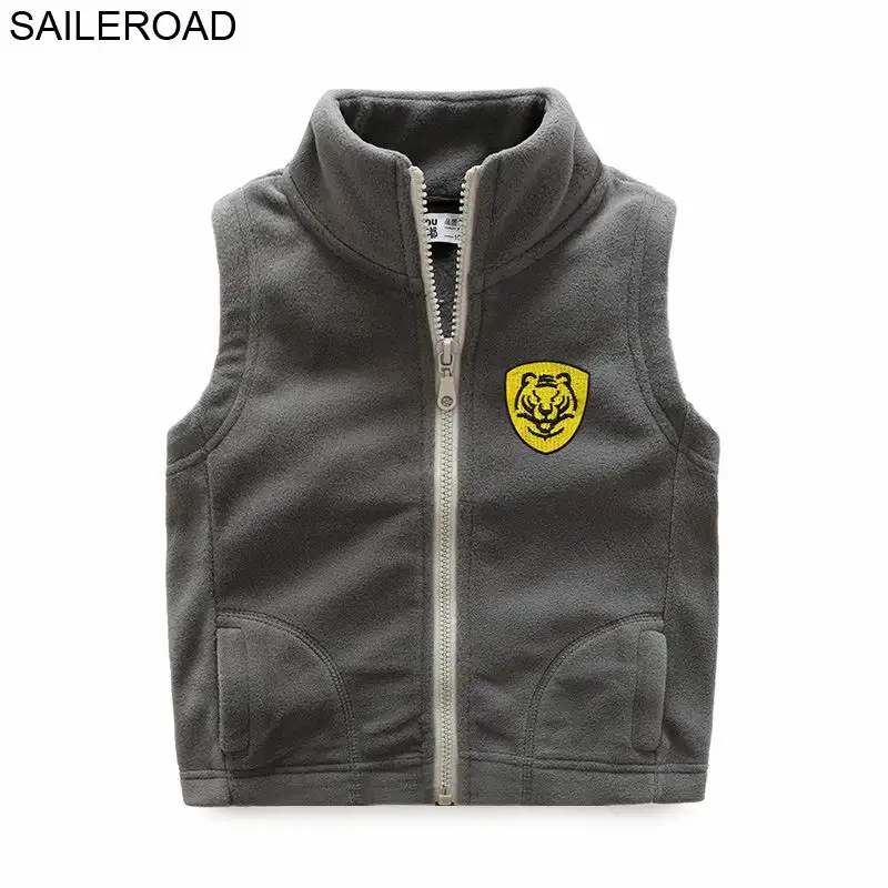 SAILEROAD 2 11Years Animal Tiger Fashion Baby Дети Жилет Новые Мальчики Девочки Верхняя Одежда С Руно