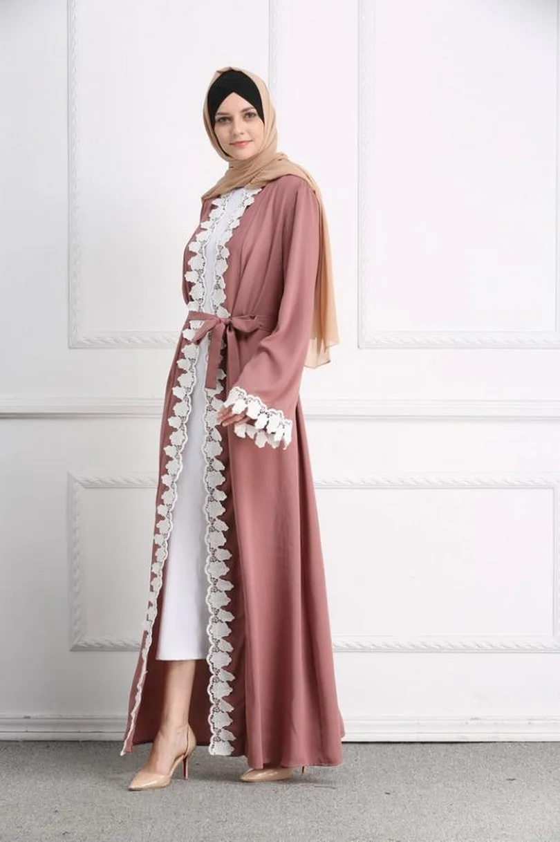 2018 Новый взрослый Повседневное КРУЖЕВНОЙ ХАЛАТ мусульманин турецкий Дубайская