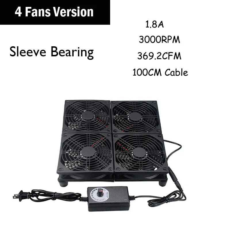 4 Fans Sleeve Gdstime 120 мм GT/DIY ТВ коробка маршрутизатор вентилятор 110 в 120 в 220 в 240 В Регулируемая скорость охлаждающий вентилятор 240 мм 240 мм x 240 мм - Цвет лезвия: 4 Fans Sleeve