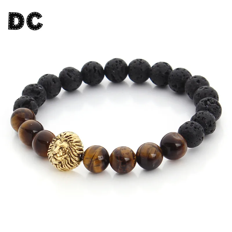 Мужской браслет с головой золотистого цвета Лев DC новинка 2019 натуральный желтый