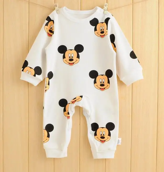 mickey Одежда для новорожденных; Комбинезоны для детей с изображением героев мультфильмов; одежда с длинными рукавами для маленьких девочек; весенние Комбинезоны для маленьких мальчиков; roupas bebes; костюм для младенцев - Цвет: mickey