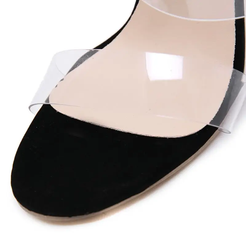 Модные пикантные женские вечерние туфли из прозрачного ПВХ на тонком каблуке с