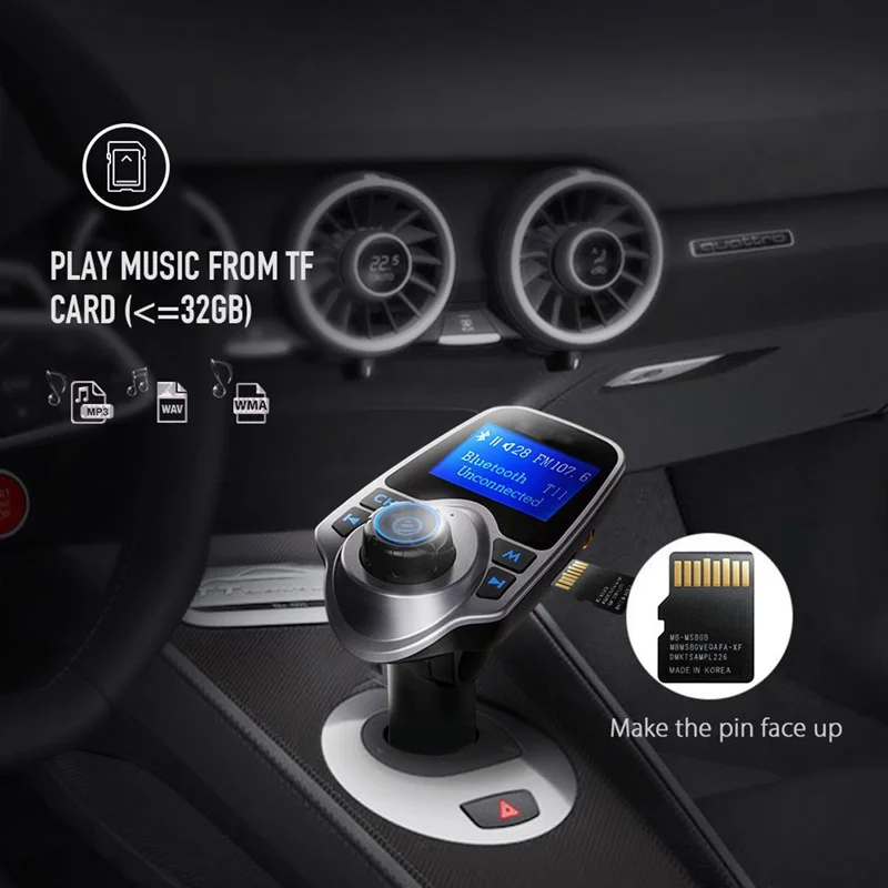 Автомобильный беспроводной MP3-плеер с Bluetooth, автомобильный комплект, fm-передатчик, 5 В, 2.1A, USB зарядное устройство, ЖК-дисплей, автомобильный fm-модулятор