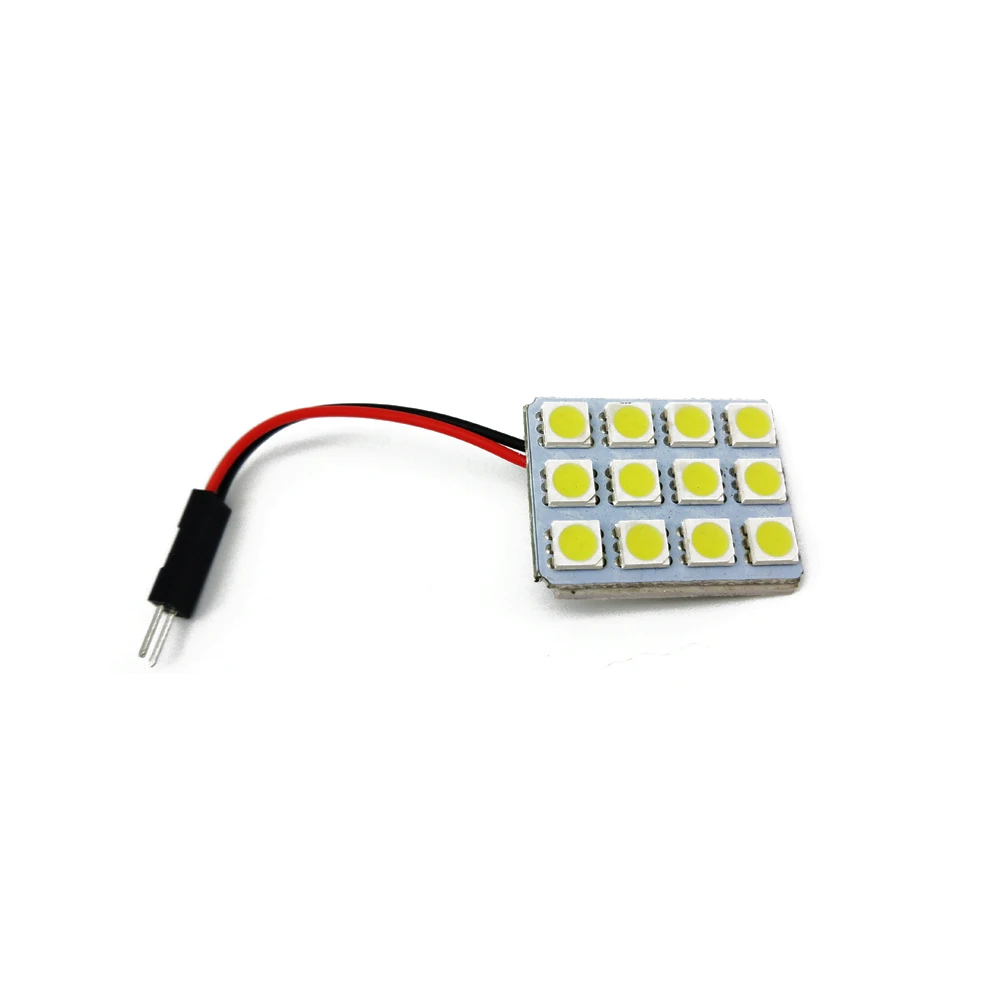 100X 5050 12 SMD Light Panel Dome LED Car Interior Car Auto Wedge Side Lamp Bulb W5W C5W T4W Car Light Source with 3 Adapters