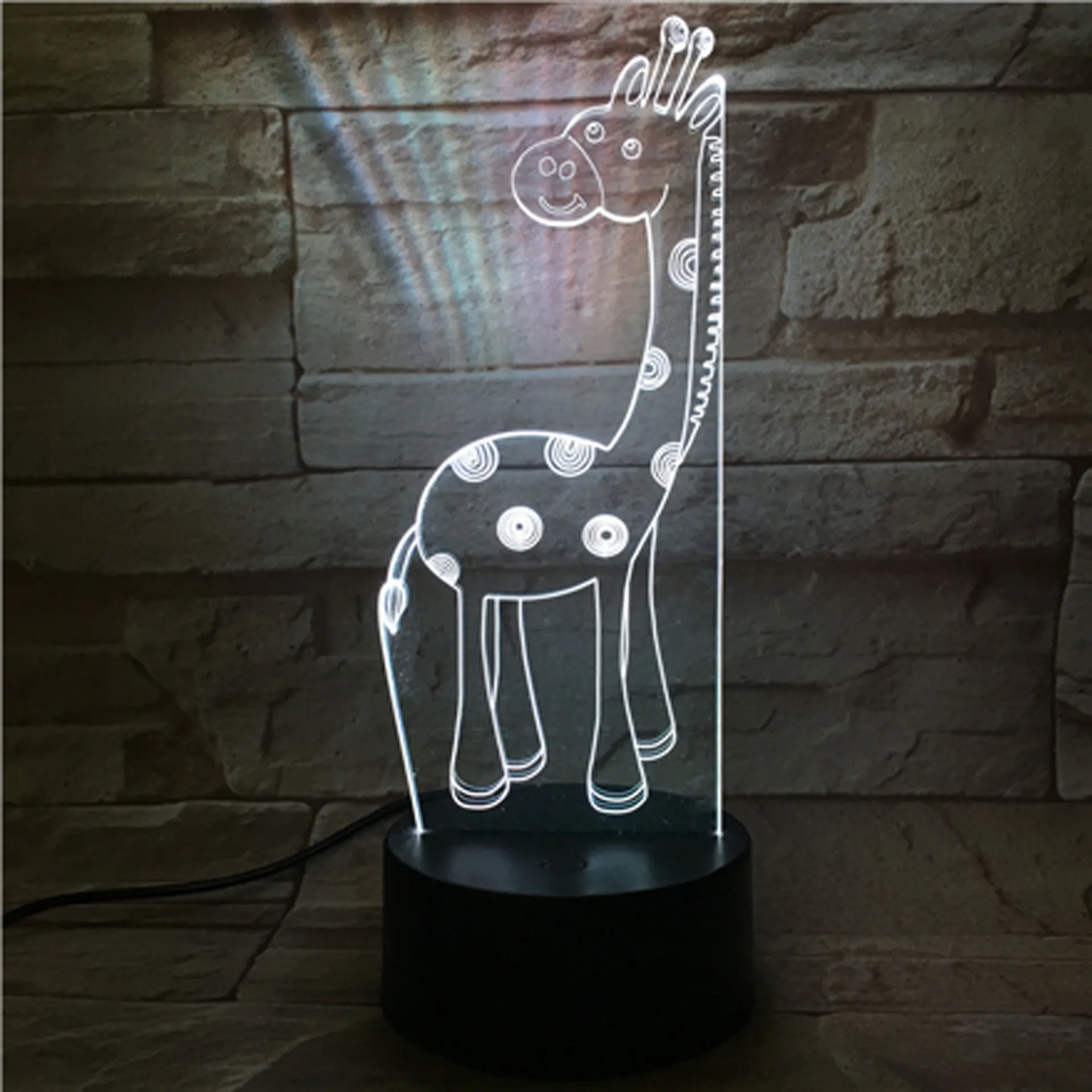 Жираф визуальный 3d Рождественские огни Led палевый цвет яркий 3d ночник цвет сенсорный пульт дистанционного управления де меса настольные лампы