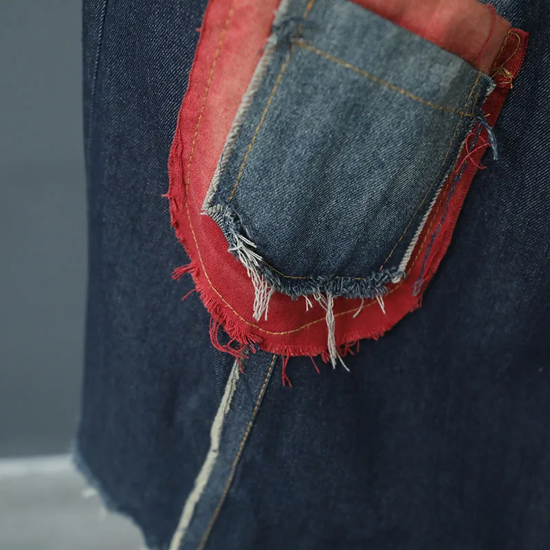 2018 женские джинсовые юбки с аппликацией сезон весна-осень Цветные Лоскутные