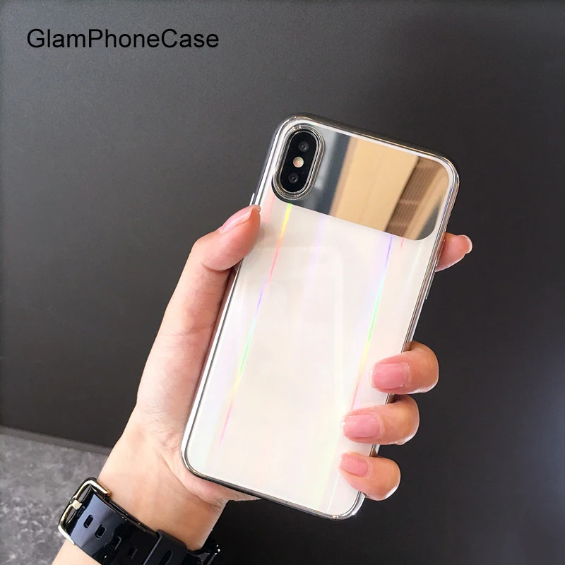 GlamPhoneCase Luxury Mirror Phone Case For iPhone 8 X Cool Laser Shining iphone 7 6 6S Plus Hard Back Cover Cases |