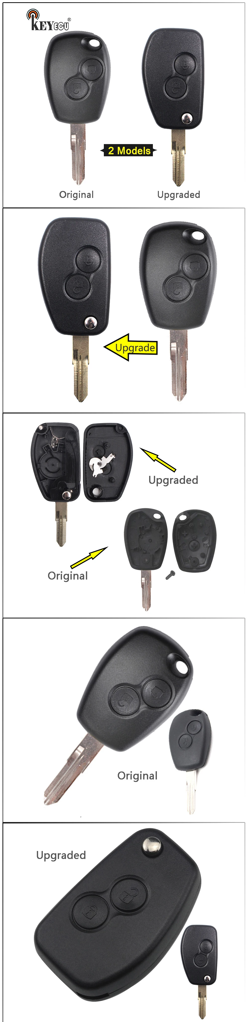 KEYECU для Renault Megane Clio модус Espace Kangoo Scenic /модифицированный откидной складной пульт дистанционного управления 2 BTN чехол для ключей Fob VAC102