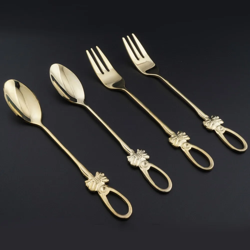 4 шт бабочка из нержавеющей стали кофе Creative tspoon креативные Позолоченные праздничные ложки и вилки набор кухонных принадлежностей