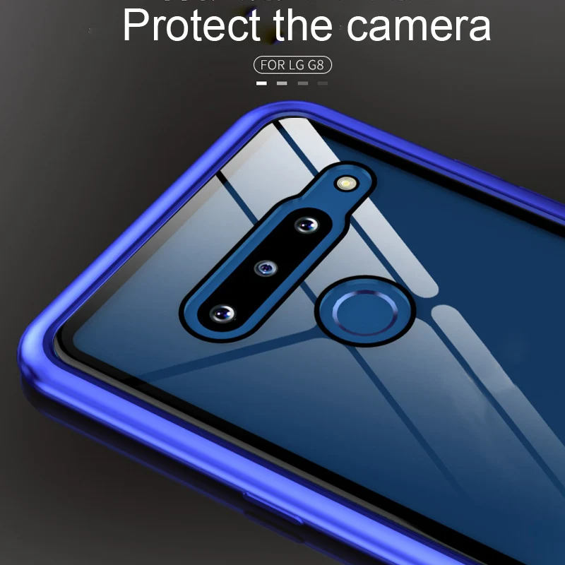 Защитный чехол для LG G8 ThinQ с металлической рамкой, прозрачная задняя крышка из закаленного стекла, чехол s для LG G8 ThinQ, металлический бампер LGG8ThinQ