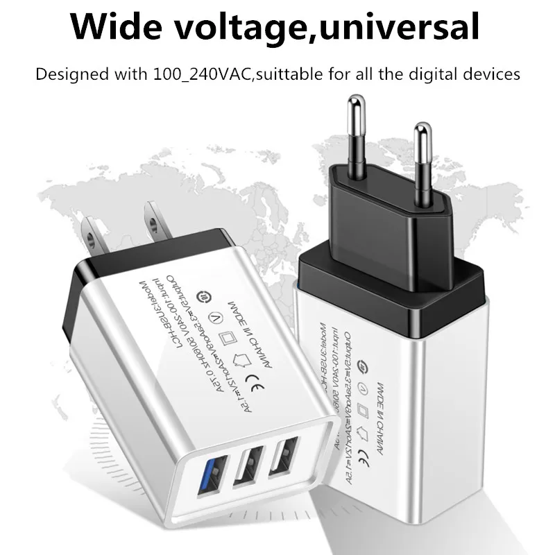 3 порта USB зарядное устройство Быстрая зарядка настенный мобильный телефон зарядное устройство s EU/US зарядное устройство для iphone X samsung Xiaomi huawei USB адаптер питания